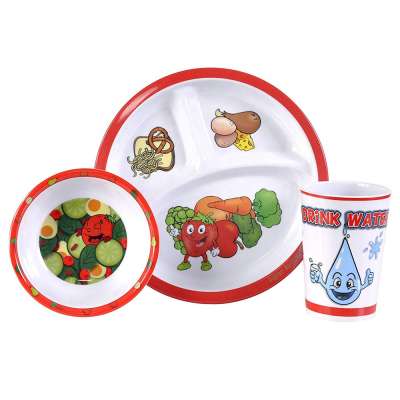 BPA free SGS Plastic melamine baby set baby cup bowl plate dinner set