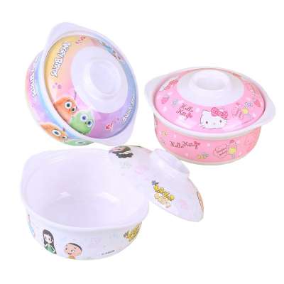 Melamine bpa free baby snack bowl with cover kids soup bowl with handle